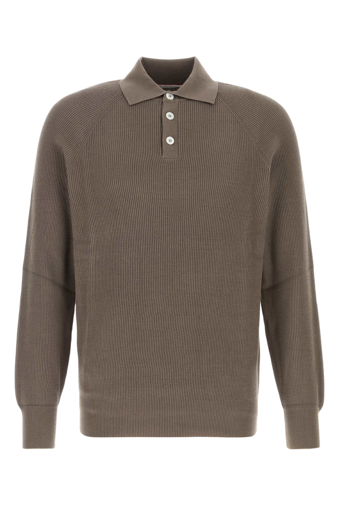 Mud Cotton Polo Shirt Nocciola Exterior: Maglieria