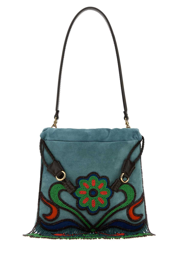 Etro Tracolla Exterior: 100% Ovine leather shoulder bag in blue