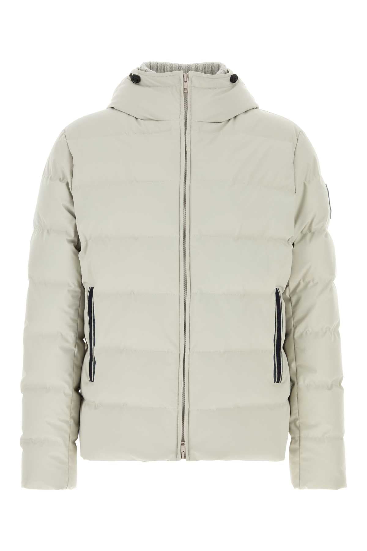 Light Grey Stretch Nylon Blend Down Jacket Ghiaccio Piumini