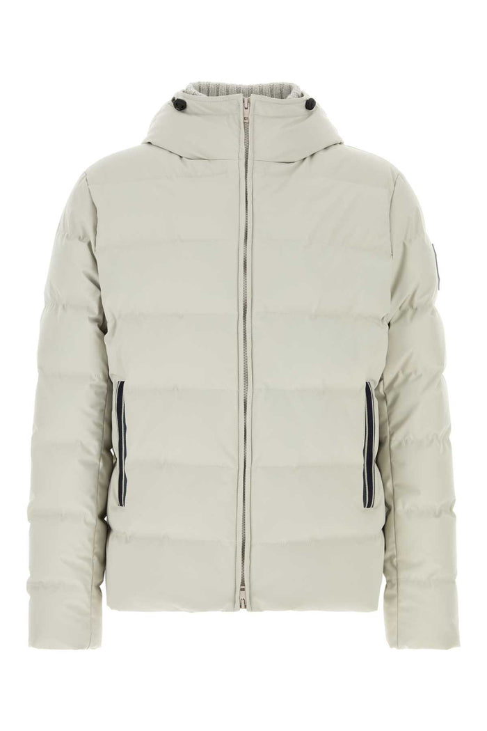 Light Grey Stretch Nylon Blend Down Jacket Ghiaccio Piumini