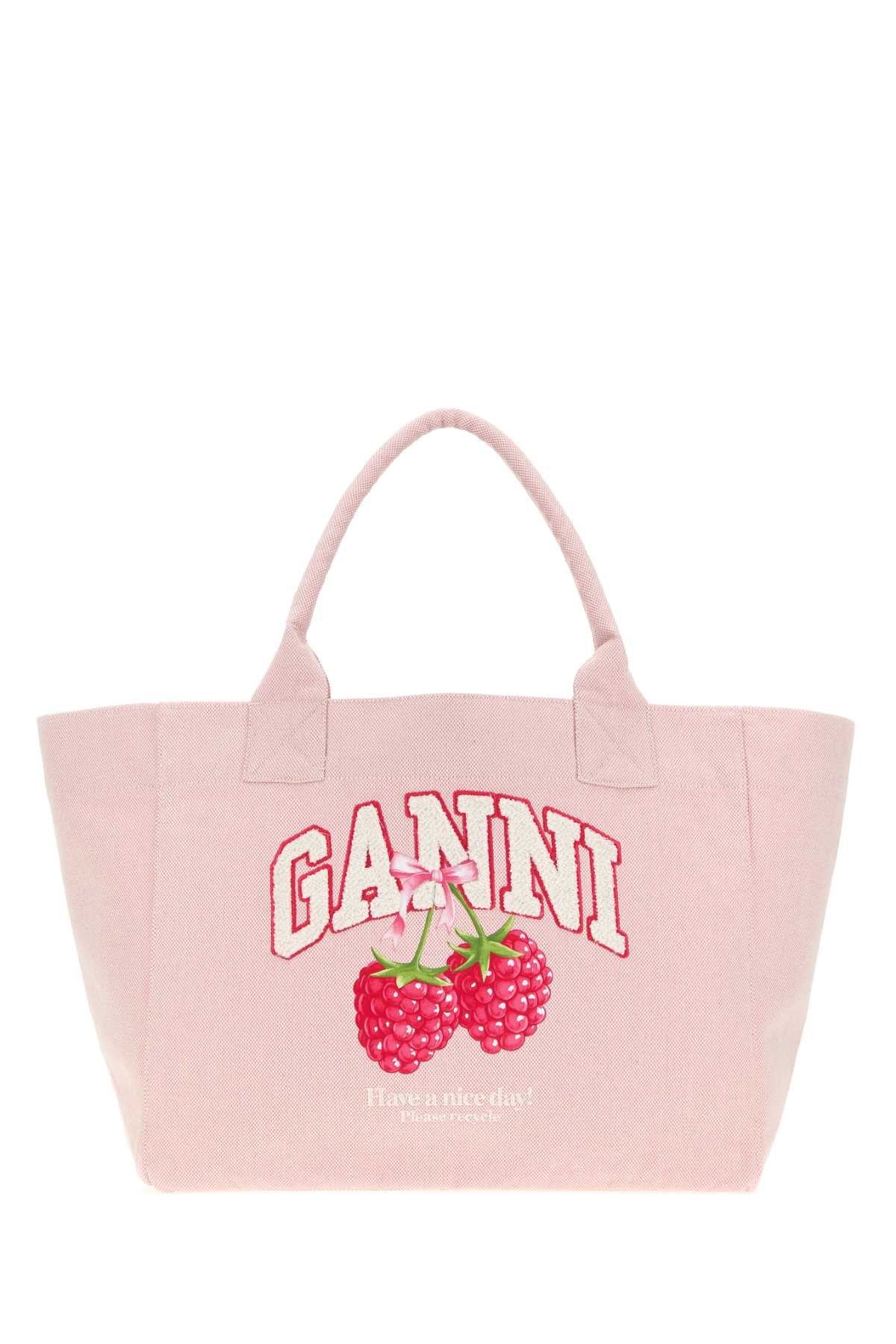 Pink Canvas Medium Trapeze Shopping Bag Egret Exterior: Fabric Borse A Mano