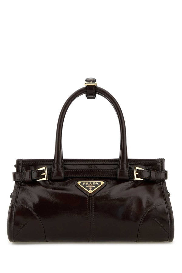 Dark Brown Leather Mini Prada Bonnie Handbag Moro N Borse A Mano