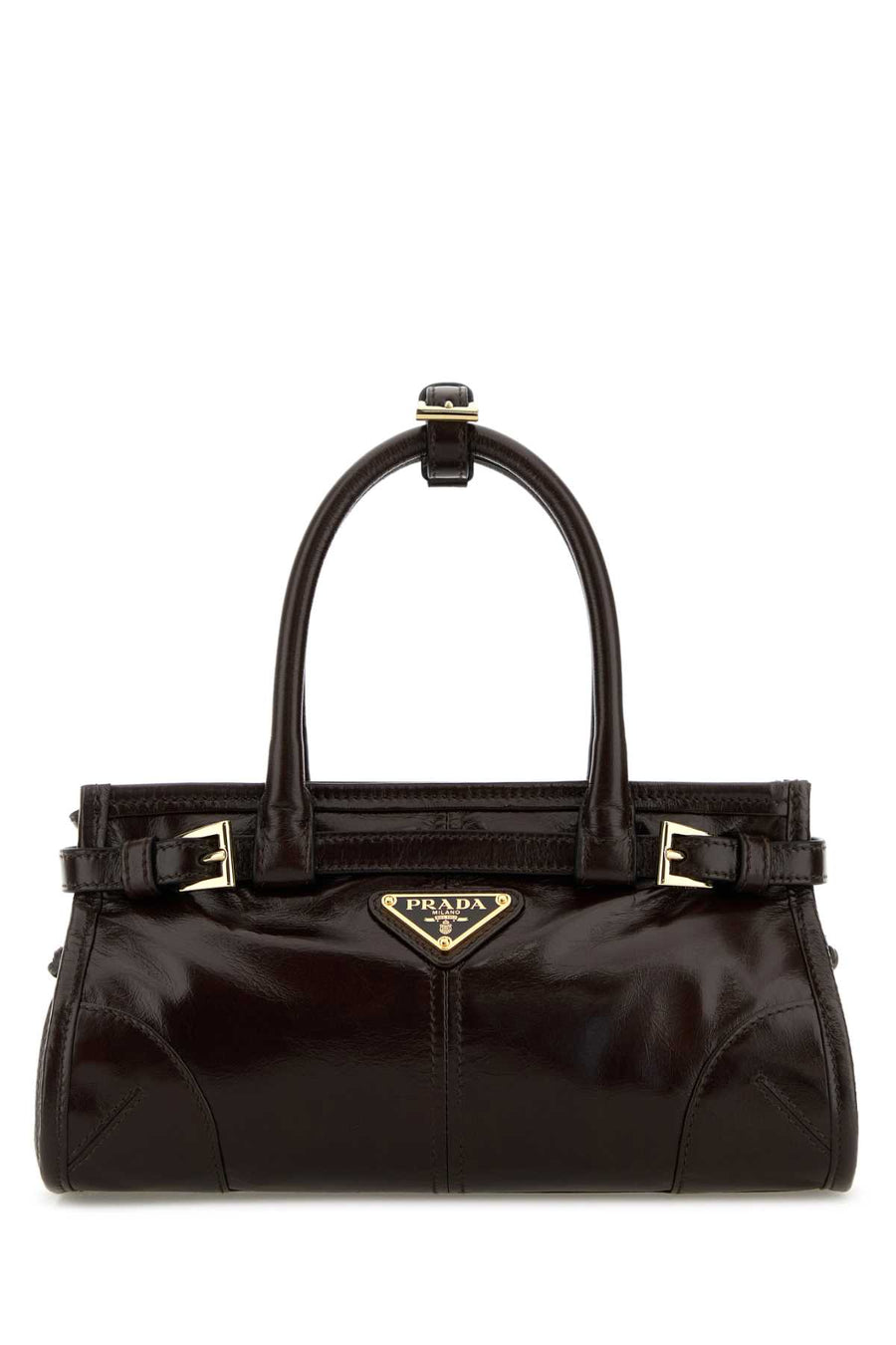 Prada Mano Exterior: 100% Leather top handle bag in brown