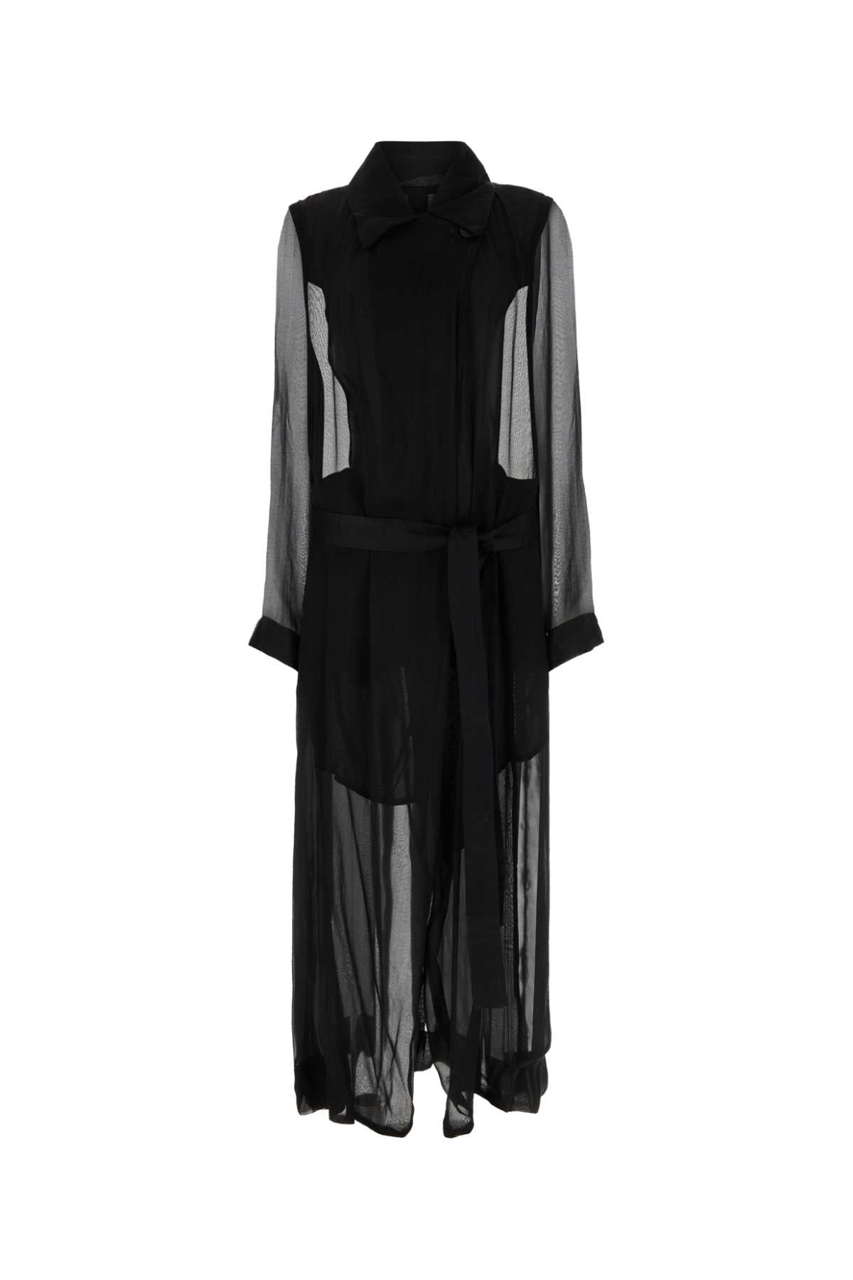 Black Crepe Georgine Trench Coat 099 Exterior: Silk