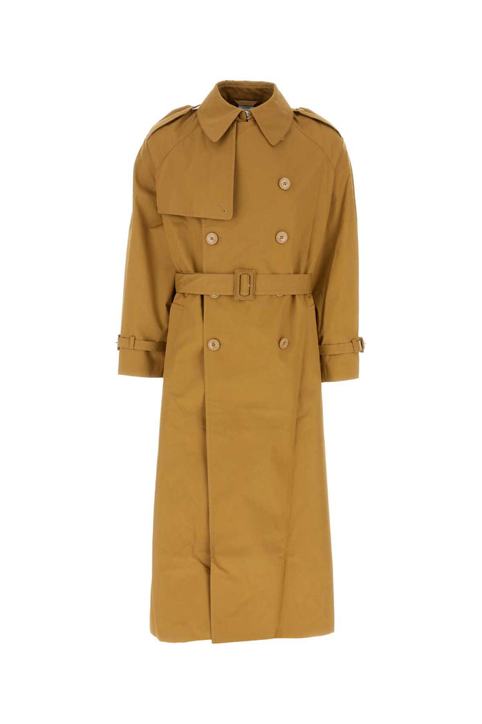 Ochre Cotton Oversize Trench Coat Beige