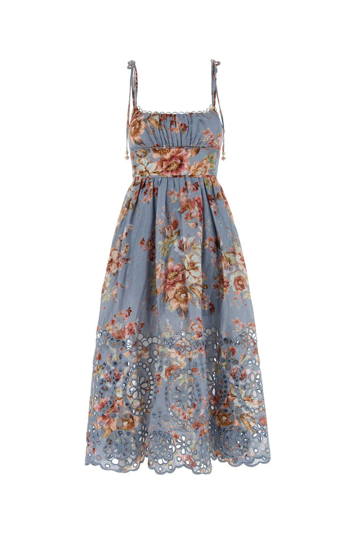 Chambrayfloral Linen Abiti