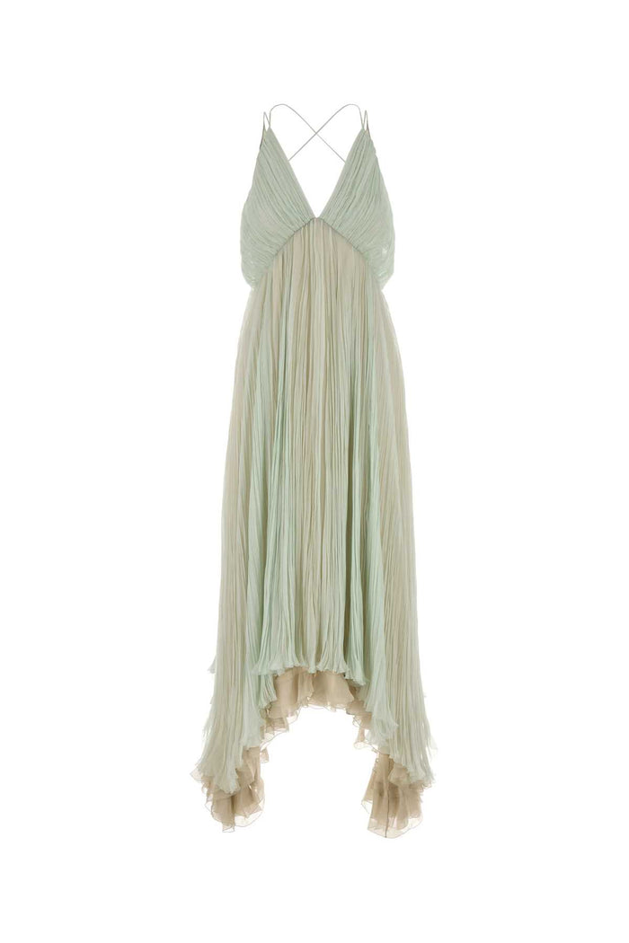 Pastel Green Chiffon Dress Fantasiagrigio Exterior: Silk Abiti