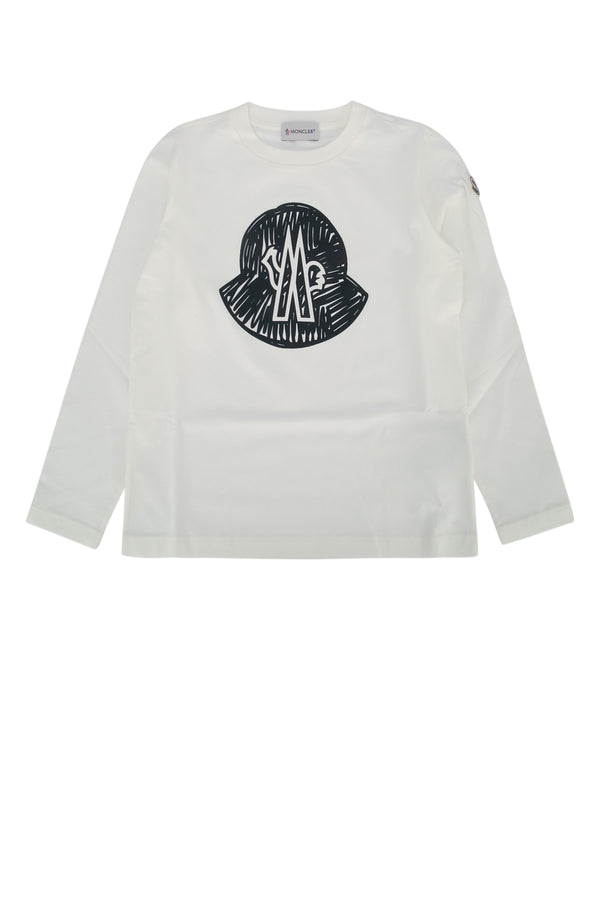 Moncler Jr 100% cotton t-shirt in white