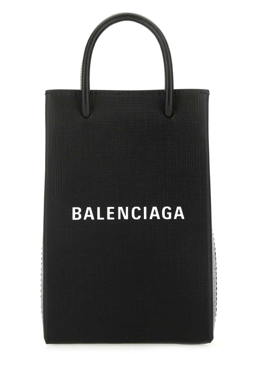 Balenciaga Exterior: 100% Calf; Lining: 100% Fabric; Finishing: Silver metal tote bag in black