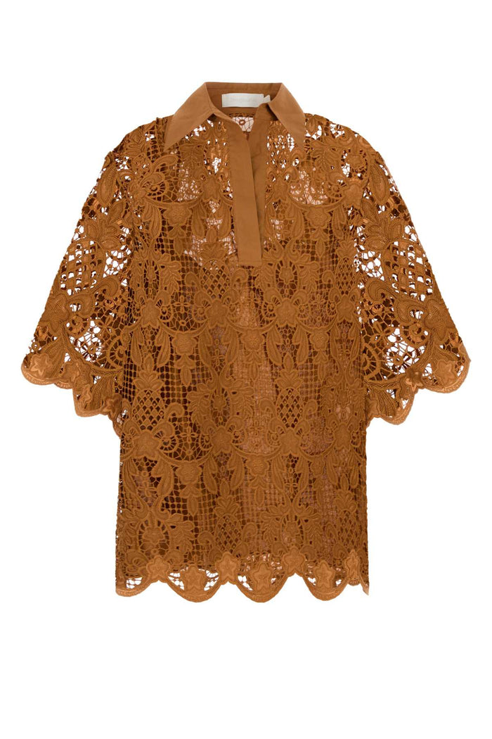 Orange Lace Coco Top Biscuit Maglie