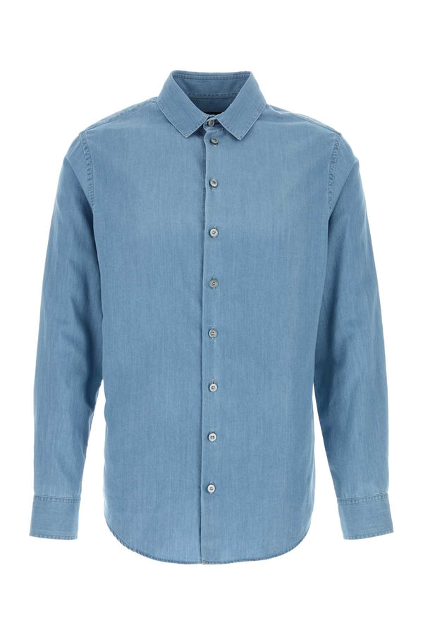 Light-Blue Chambray Shirt Lightblue Exterior: Cotton Camicie