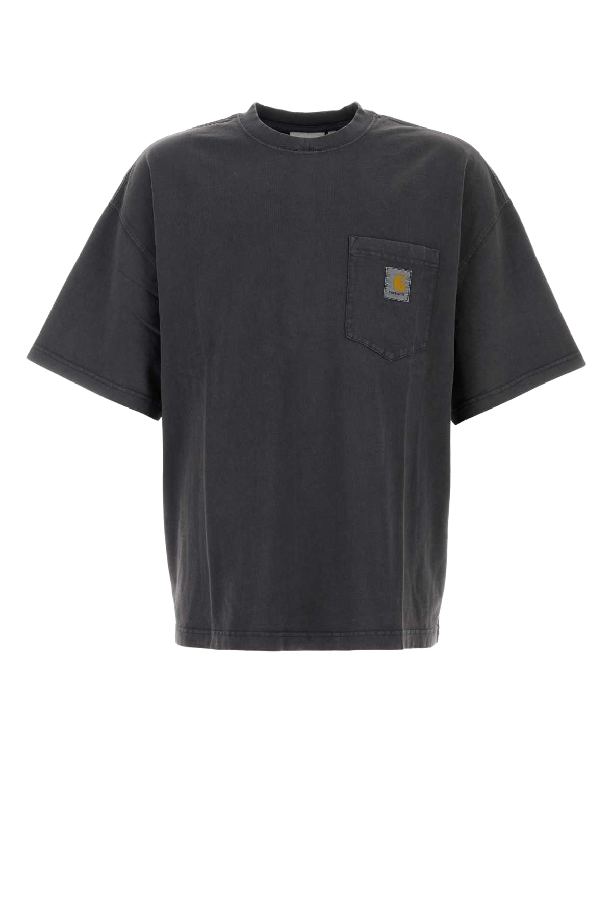 Charcoal Cotton S-S Hudson Pocket T-Shirt Black Single Jersey