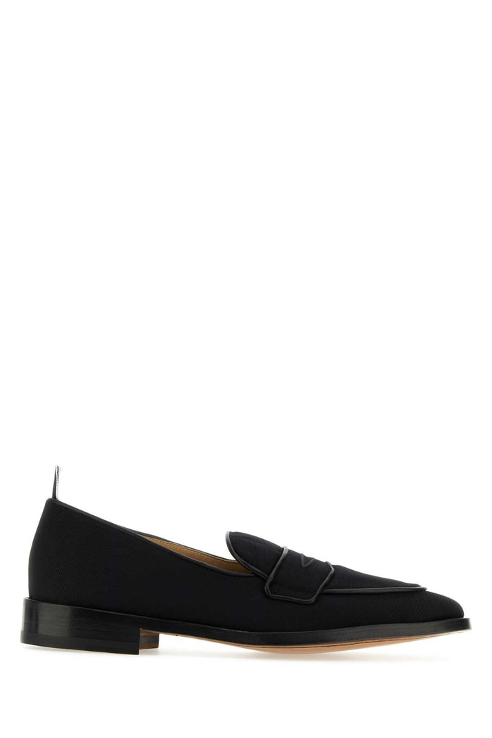 Midnight Blue Fabric Loafers Black Mocassini