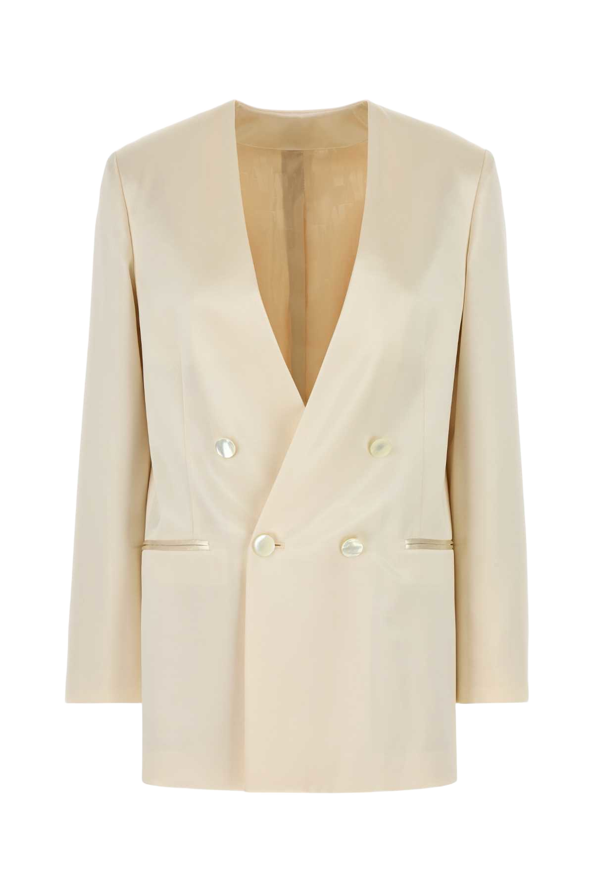 Ivory Satin Blazer Bianco Giacche E Gilet