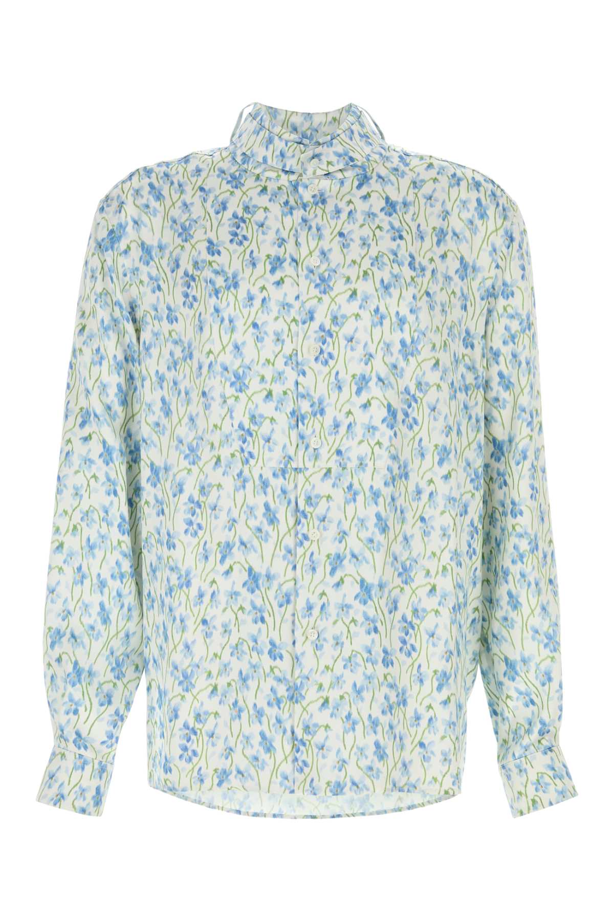Printed Satin Shirt Whiteblue Exterior: Viscose Camicie