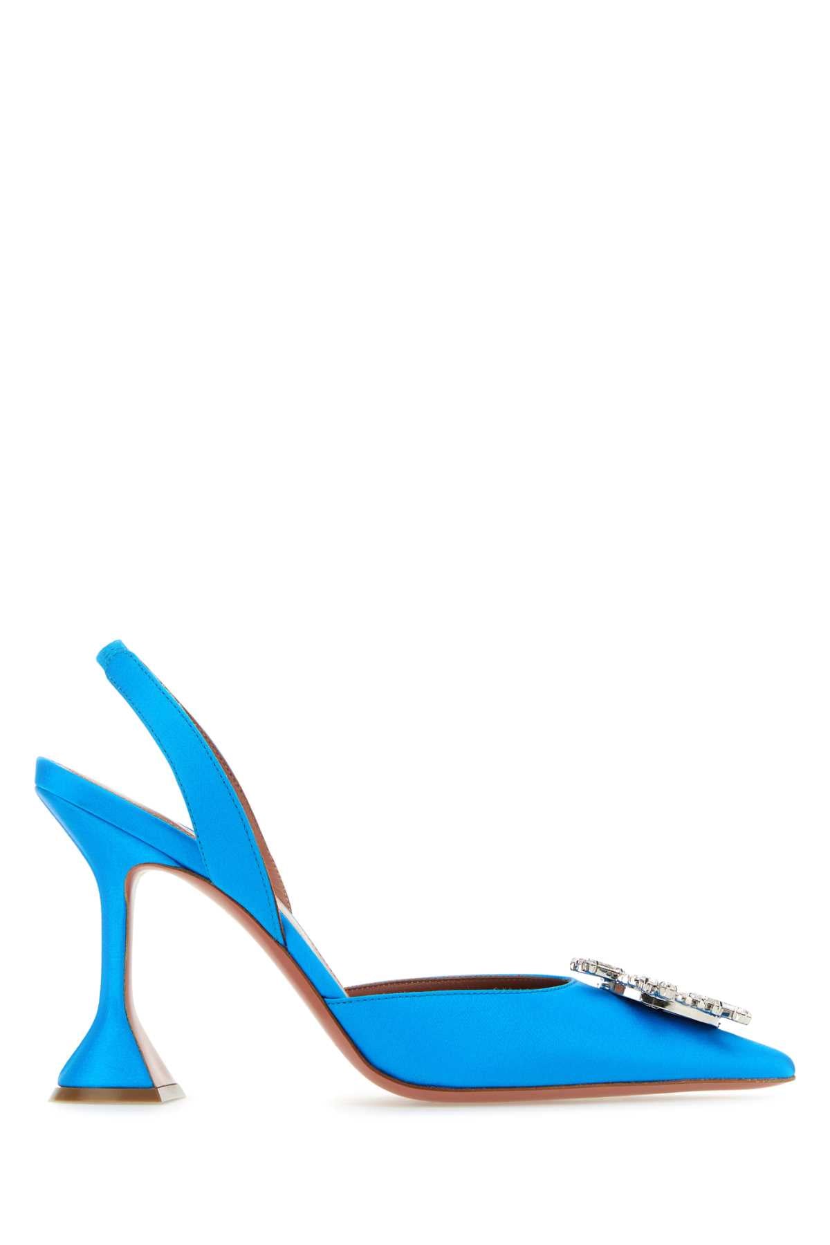 Turquoise Satin Begum Pumps Azur Scarpe Con Tacco