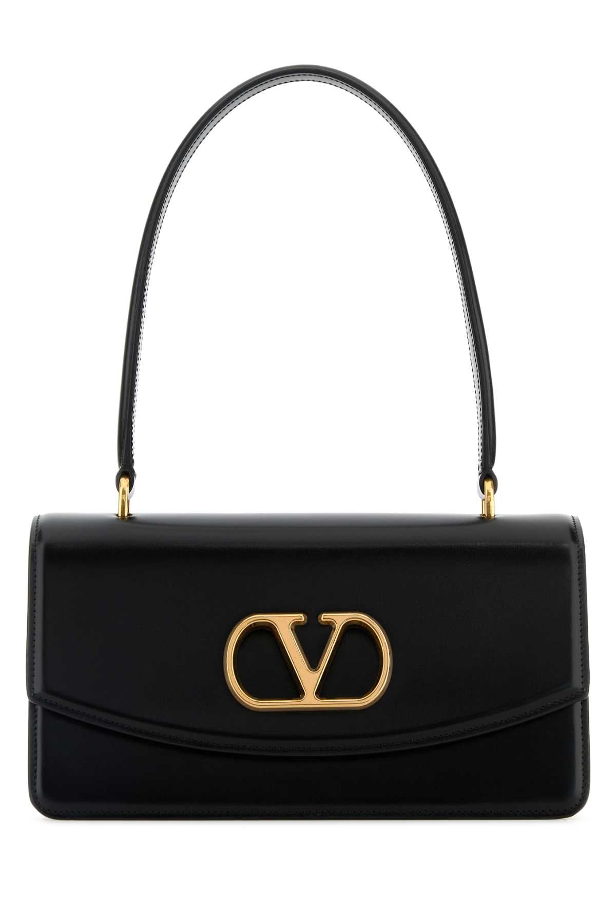 Black Leather Vain Shoulder Bag Nero Calf - Bos Taurus Borse A Mano