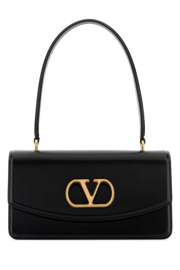 Black Leather Vain Shoulder Bag Nero Calf - Bos Taurus Borse A Mano