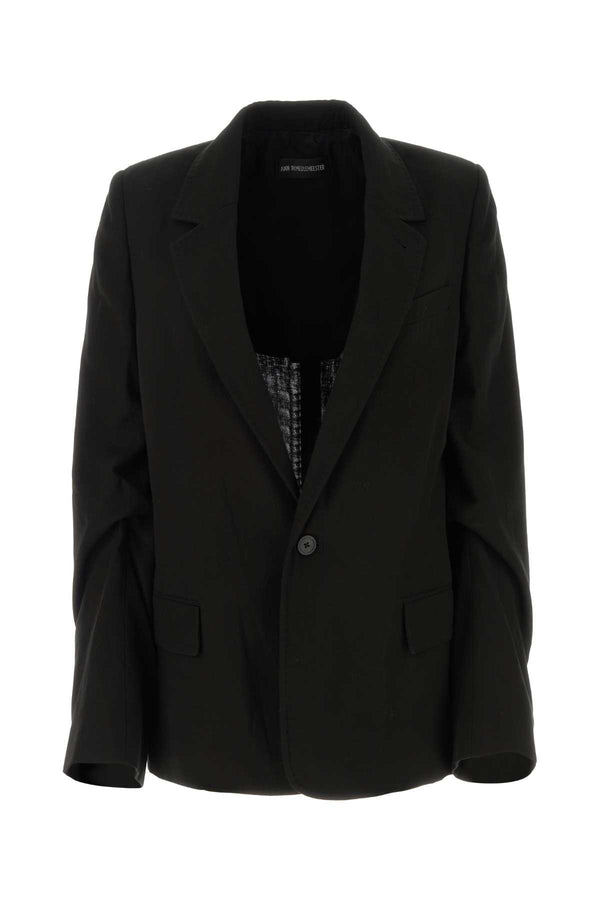 Ann Demeulemeester Exterior: 100% Cotton blazer in black