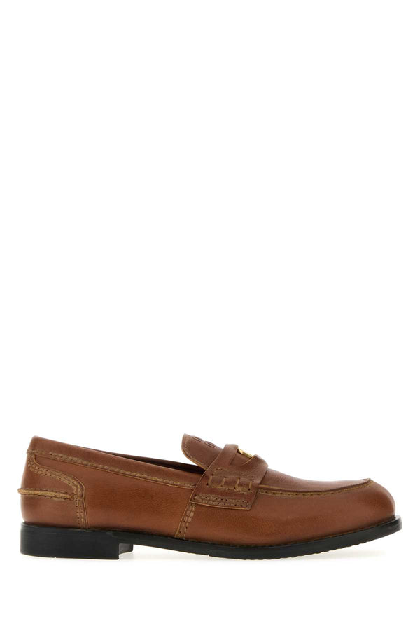 Miu Miu 100% calf leather loafer in brown