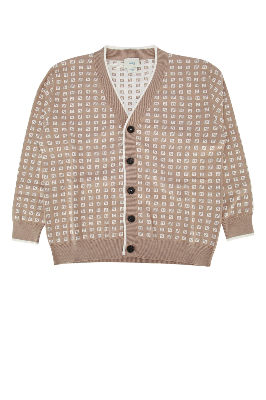 Fendi Kids Micro 100% Cotton cardigan in beige