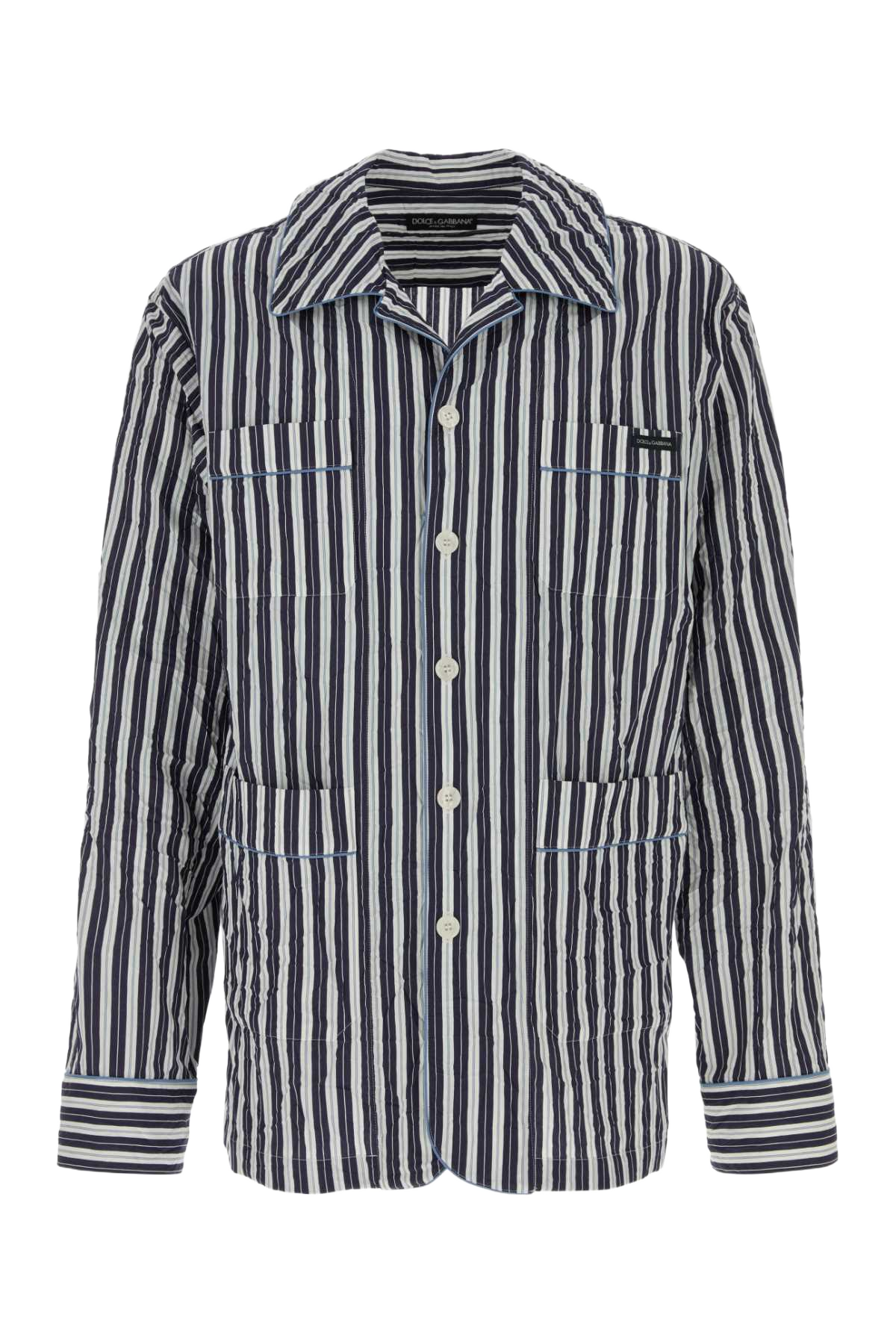Embroidered Viscose Blend Shirt Rigato Exterior: Nylon Silk Camicie