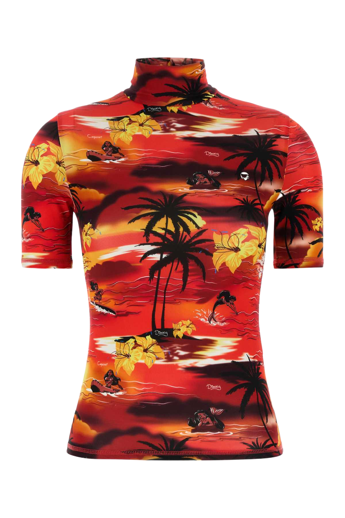Printed Stretch Viscose Coperni X Disney T-Shirt Printredtropical Exterior: Elastane