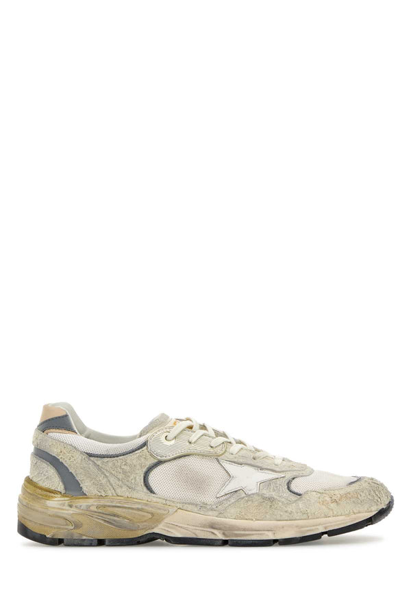 Golden Goose Deluxe Brand Exterior: Fabric and Suede; Interior: Fabric and Leather; Sole: Rubber sneaker in white