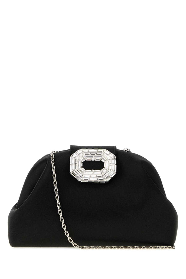 Amina Muaddi Blacksilver Exterior: 100% Fabric; Lining: 100% Fabric; Finishing: Silver metal clutch in black