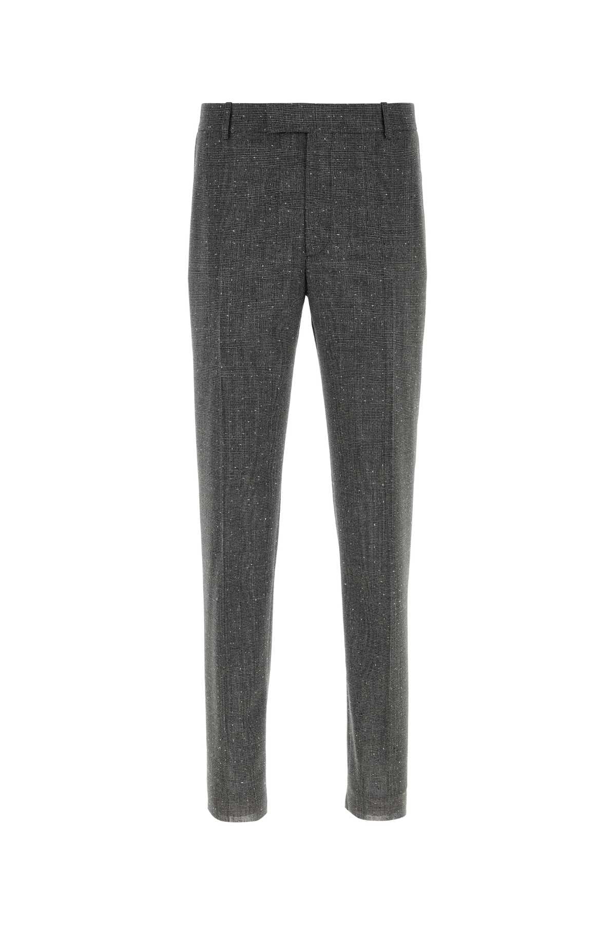 Embroidered Wool Cigarette Pant Blackcharcoal Exterior: Pantaloni