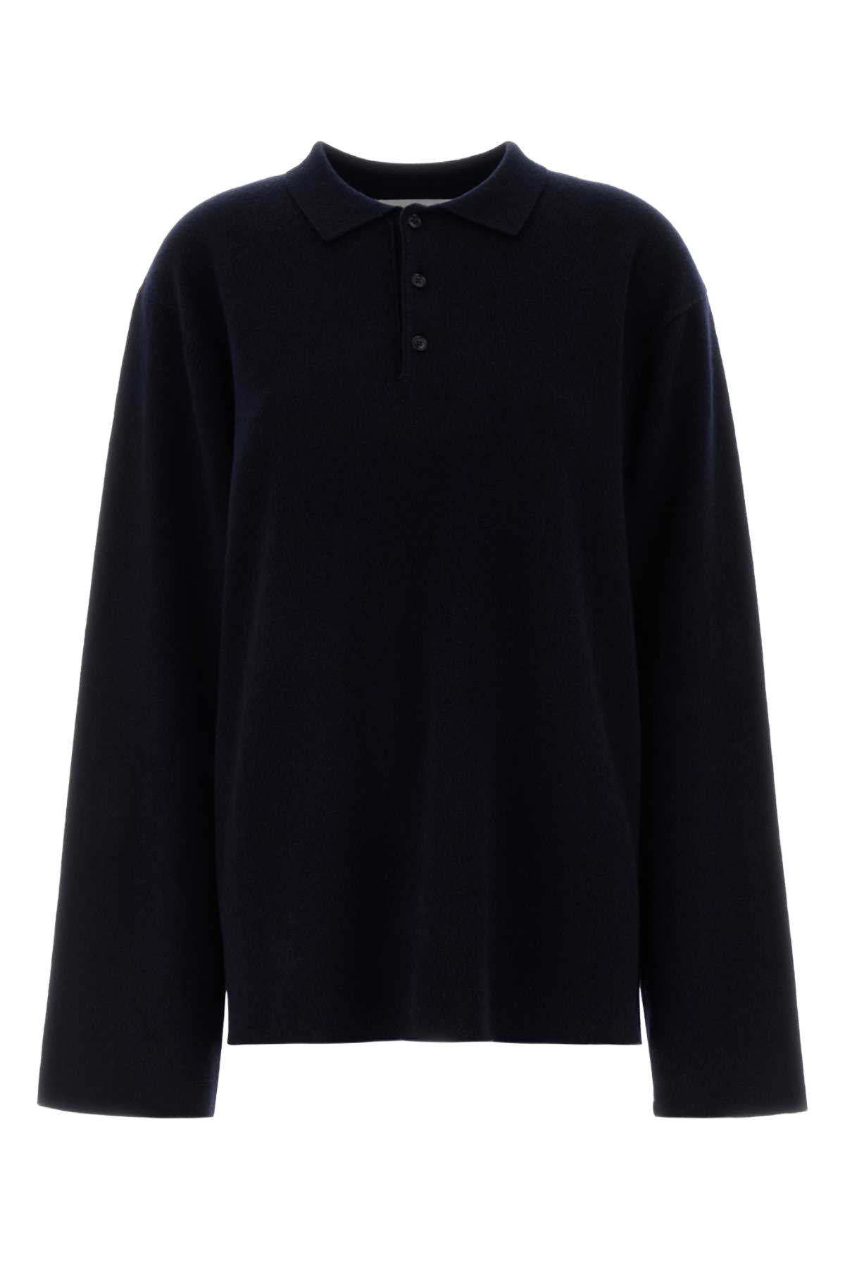 Dark Blue Stretch Cashmere Blend Alligator Polo Shirt Navy