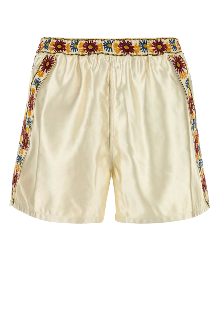 Ivory Satin Candyfloss Bermuda Shorts Creammulti Exterior: Polyester