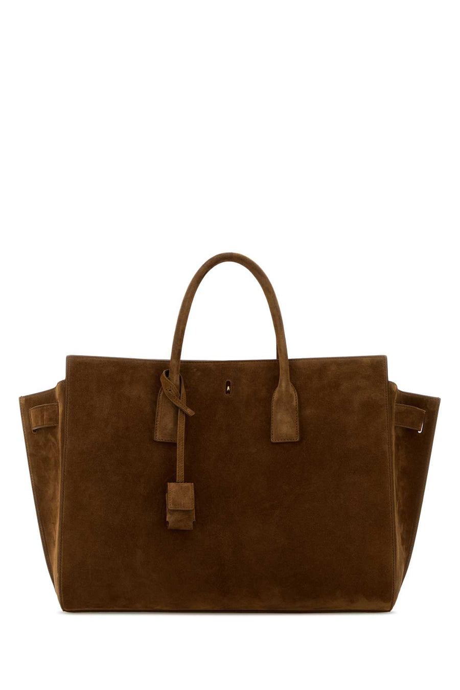 Saint Laurent Exterior: 100% Calf Suede. Lining: 100% Leather. Hardware: Antiqued golden metal tote bag in brown