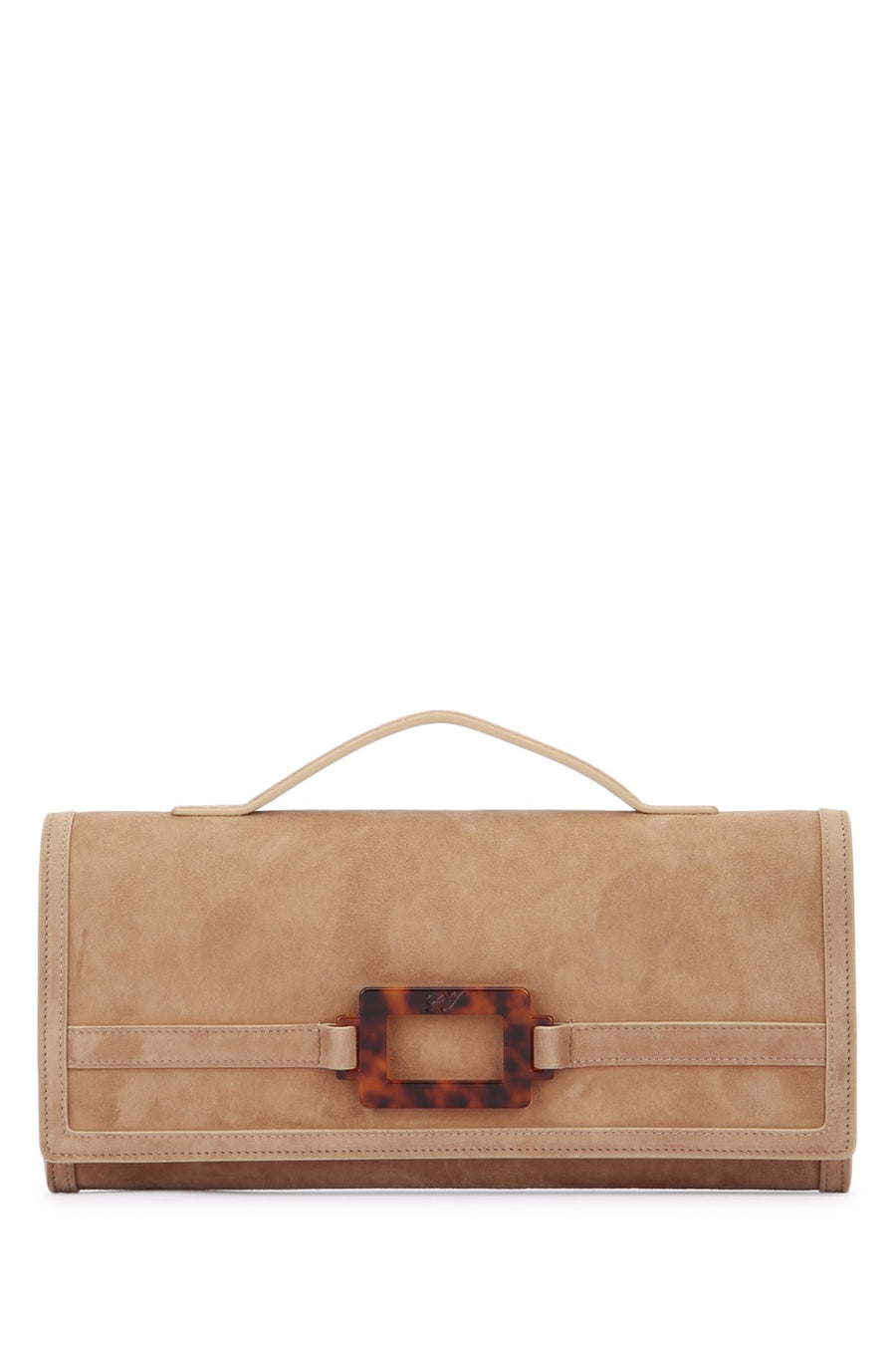 Roger Vivier Vivier Suede clutch in beige