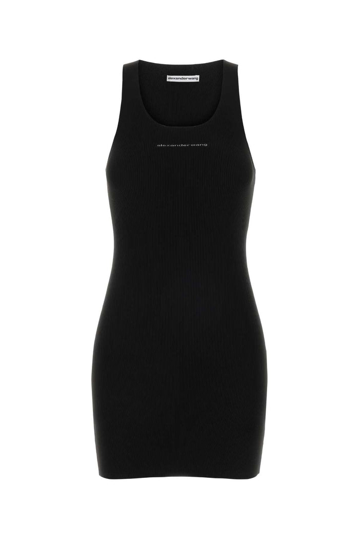 Black Stretch Nylon Mini Dress Exterior: Elastane Abiti