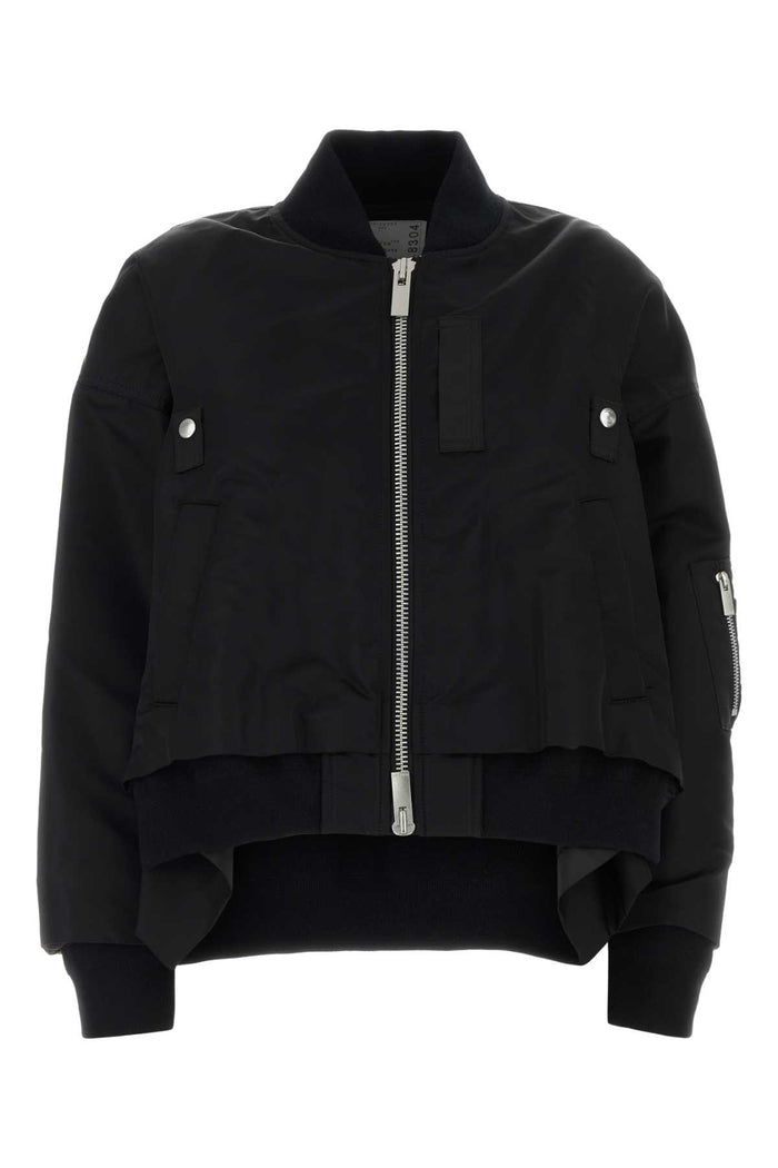 Black Nylon Bomber Jacket Giubbini