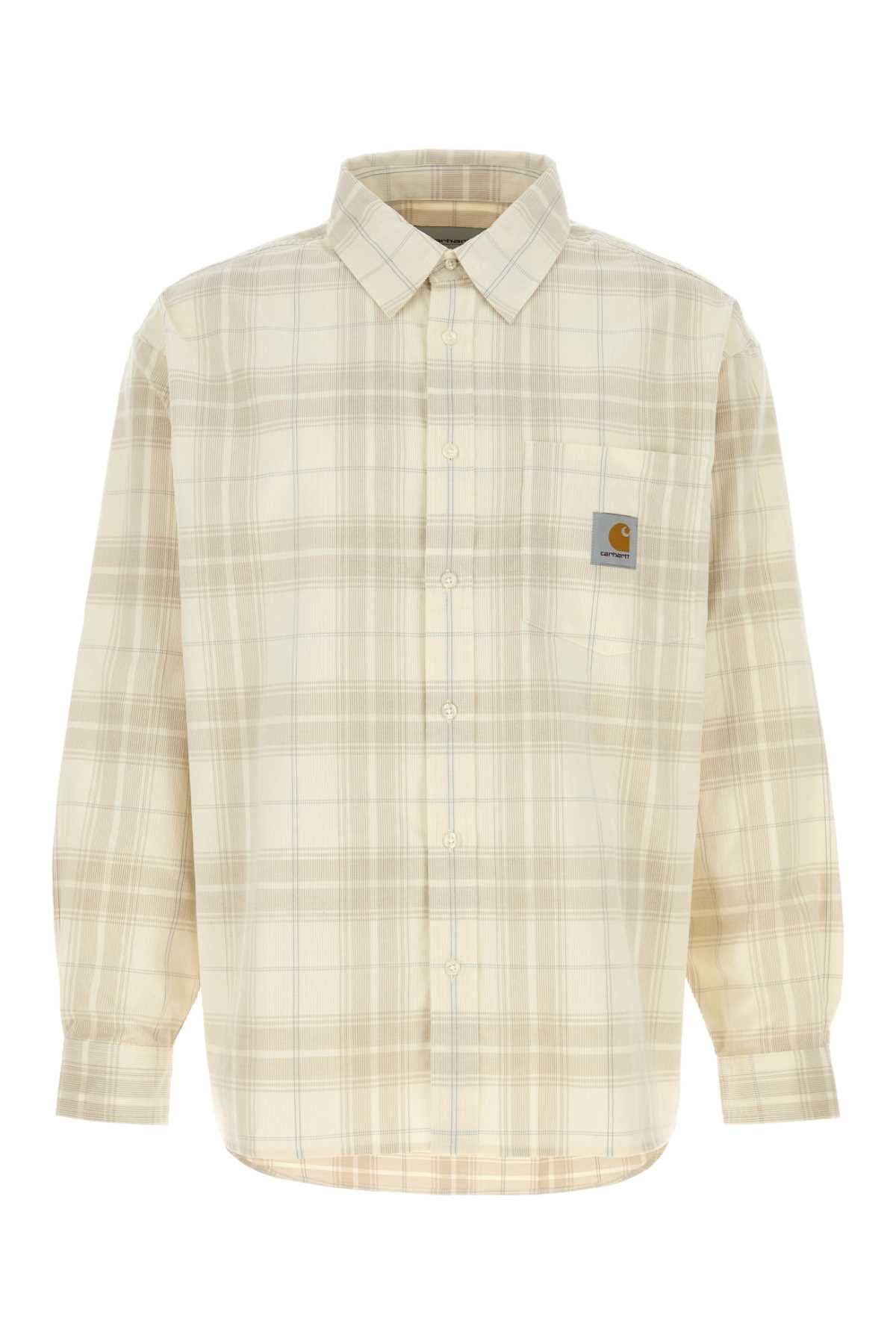 Embroidered Corduroy Wilber Shirt White Exterior: Cotton Camicie