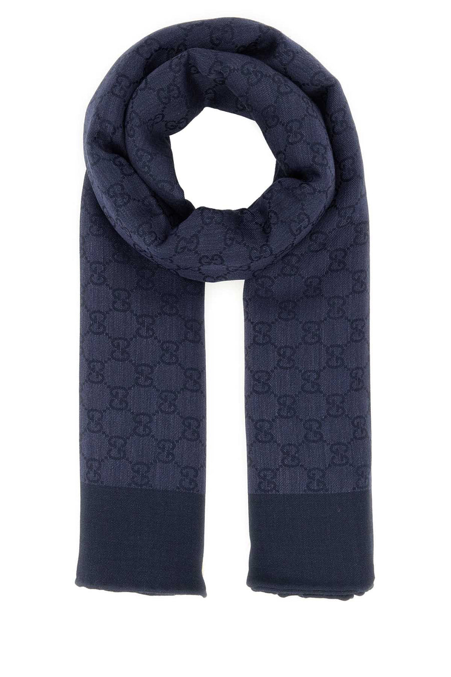 Gucci Logo 80% Wool scarf in navy