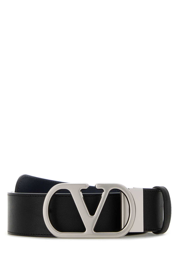 Black Reversible Leather Belt Neromarine Calf - Bos Taurus Cinture