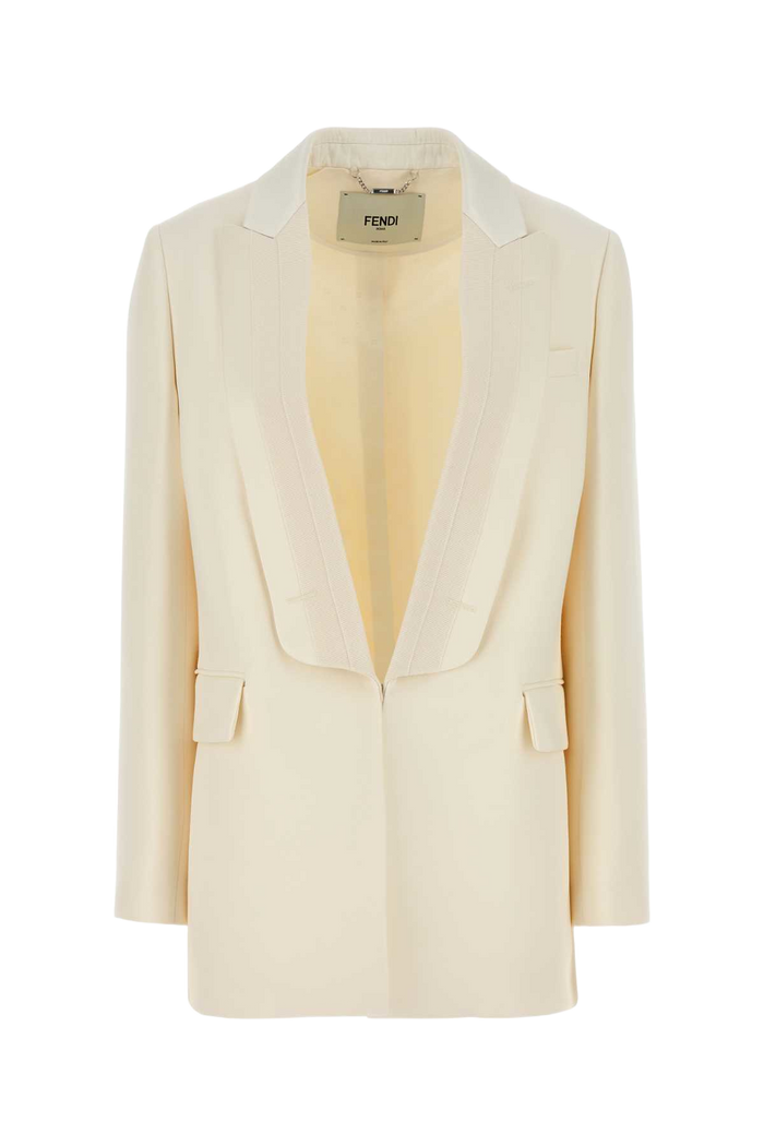 Ivory Wool Blend Blazer White Giacche E Gilet