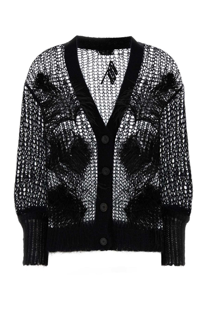 Black Crochet Cardigan Wm Pa Wo Maglieria