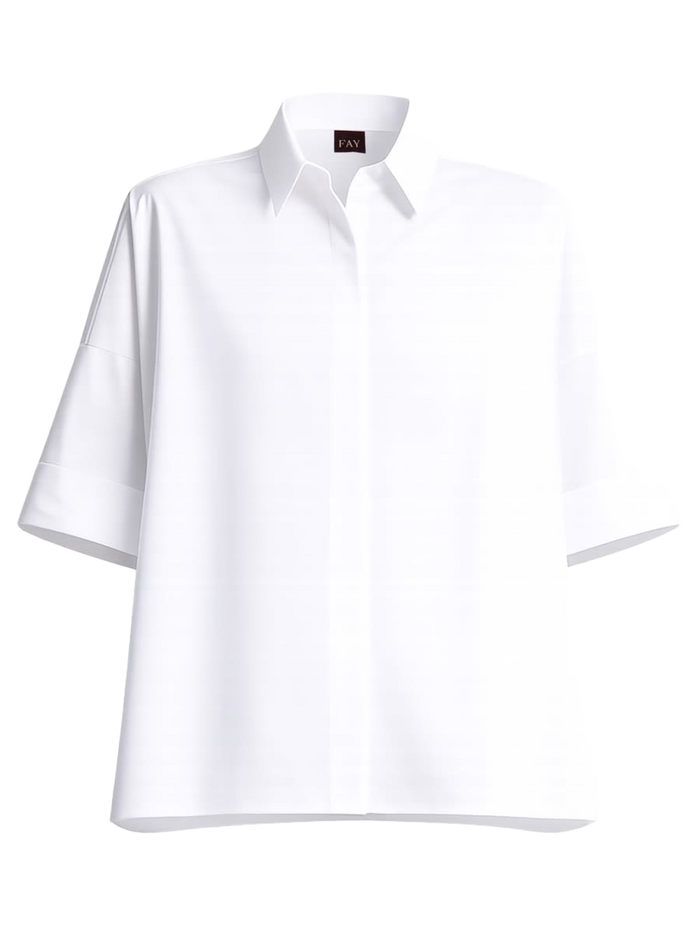 Stretch Poplin Shirt White Cotton Elastane