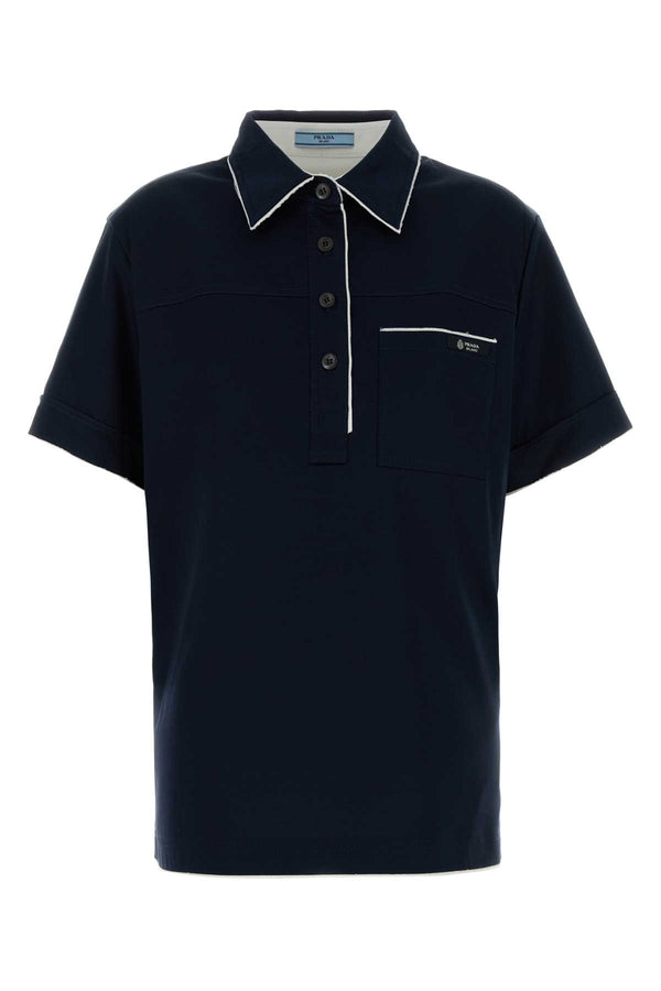 Prada Exterior: 100% Cotton polo shirt in navy