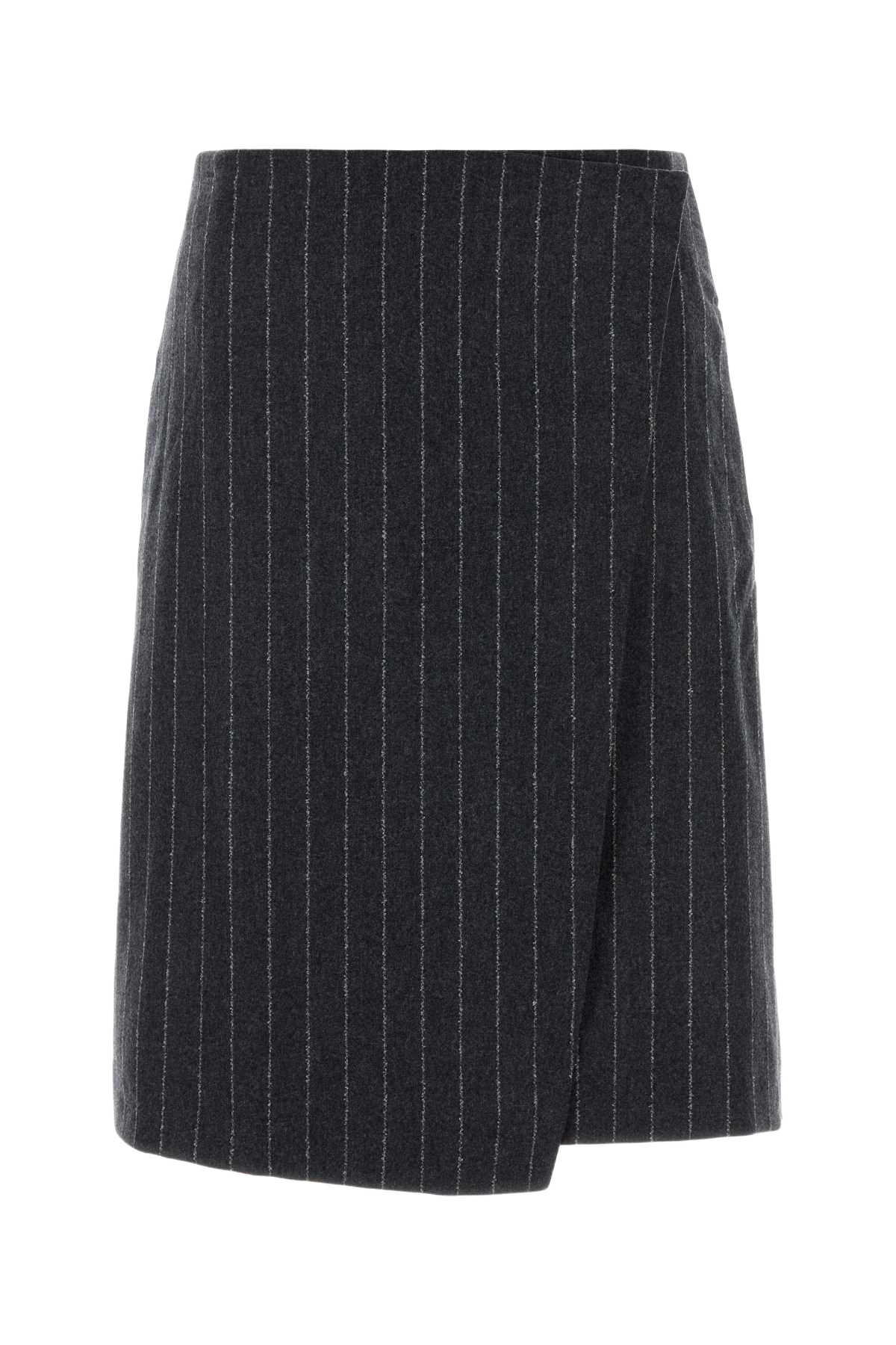Embroidered Wool Blend Mason Skirt Anthracitestripes Gonne