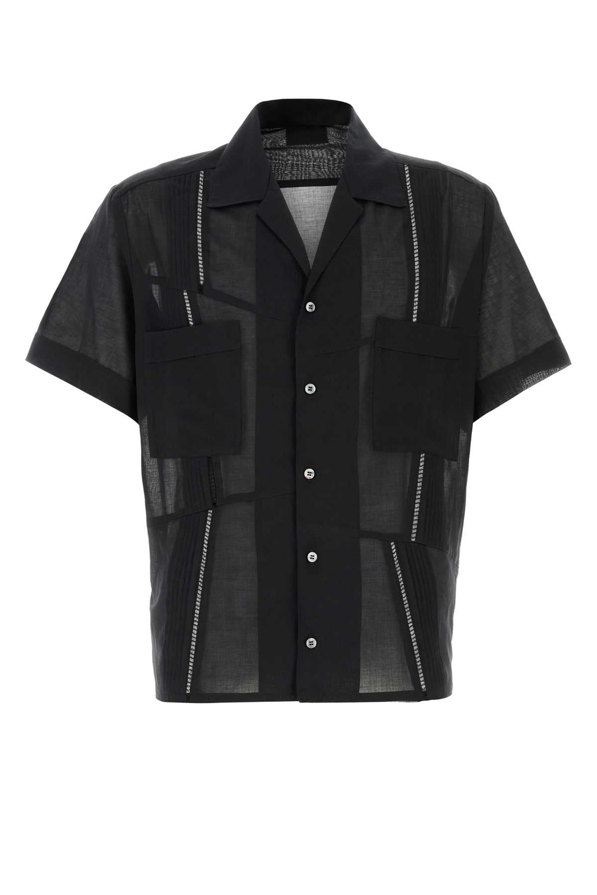 Black Cotton Broken Shirt Exterior: Camicie