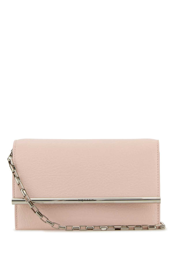 Alexander McQueen Satch Exterior: 100% lamb leather. Lining: 100% leather. Finishing: Silver metal clutch in pink