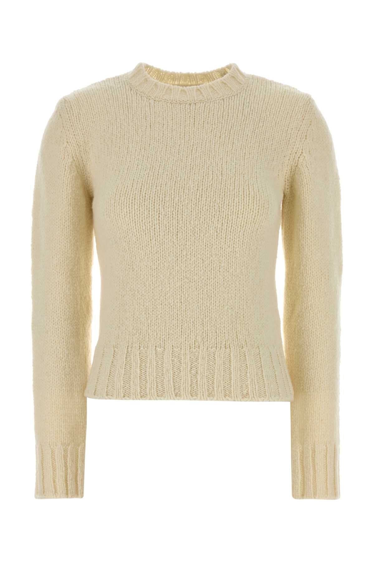 Ivory Wool Court Sweater Blanccasse Laine Vierge Maglieria