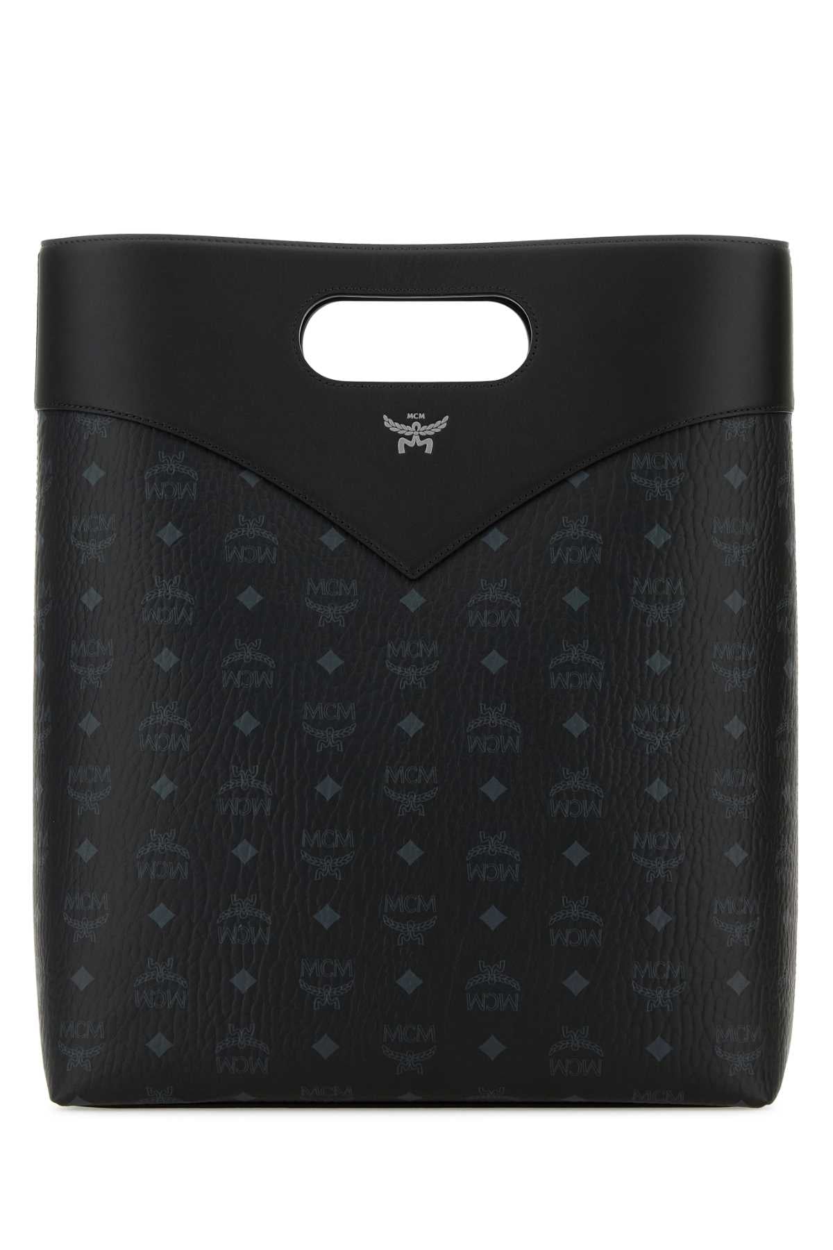Printed Canvas Shopping Bag Black Borse A Mano