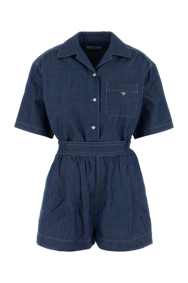 Prada 65% Cotton 35% Linen jumpsuit in blue