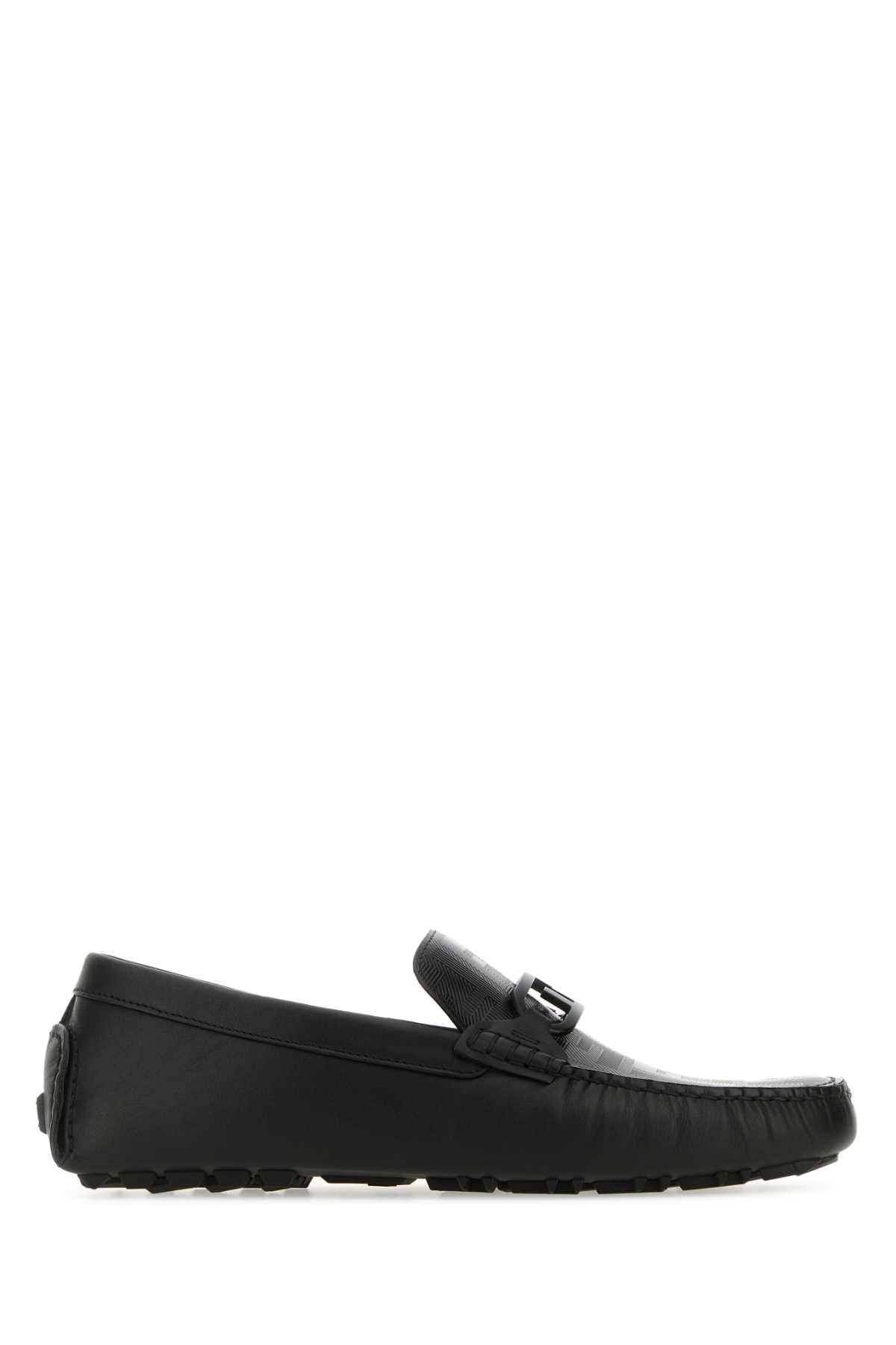 Black Leather Diver O Lock Loafers Blk Mocassini